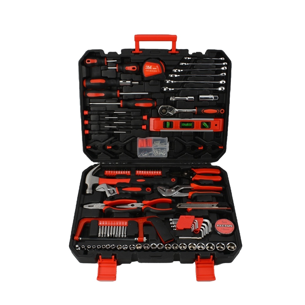 158pcs Professional Grade All-in-One Tool General Household Hand Tool Set Kit With Plastic Toolbox Electricians Tools For Gift
