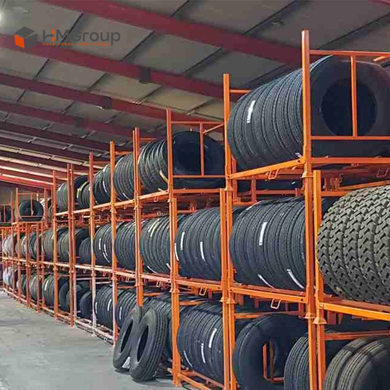 Heavy Duty Warehouse Stackable Portable Steel Tire Rack Storage System