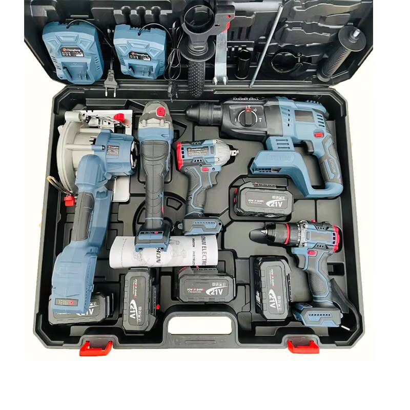 Hardware Tool Sets New High Power 5 in 1 Cordless Electric Drill Set with Lithium Battery for Home Repair and DIY Woodworking 1