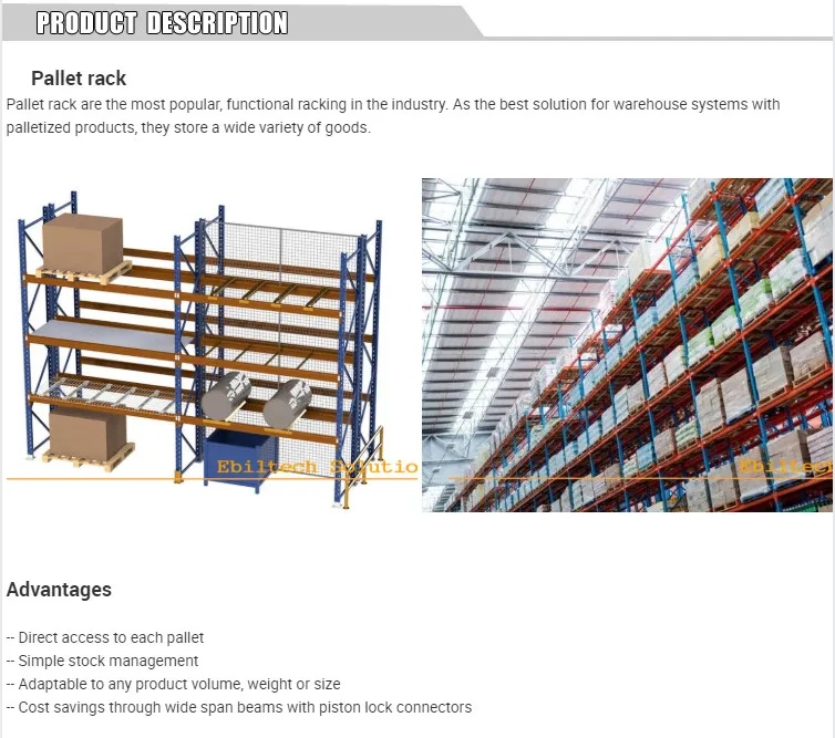 Industrial Warehouse Heavy Duty Portable Pallet Rack System Steel Shelving