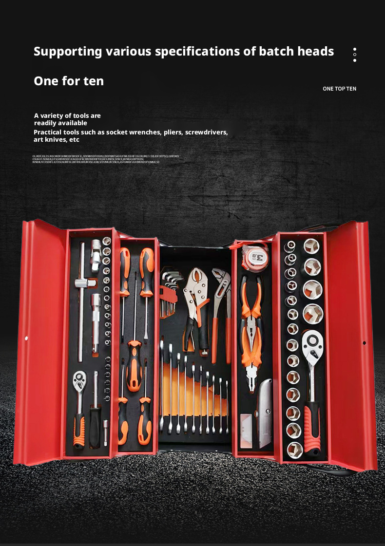 Home Car Repair 85pcs Gloves Safety Home Car Toolbox Wrench Socket Set Mechanical Metal Box Glove Toolbox