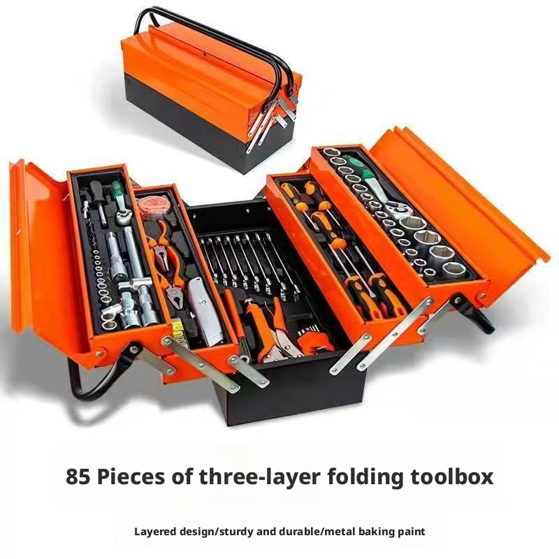 Home Car Repair 85pcs Gloves Safety Home Car Toolbox Wrench Socket Set Mechanical Metal Box Glove Toolbox