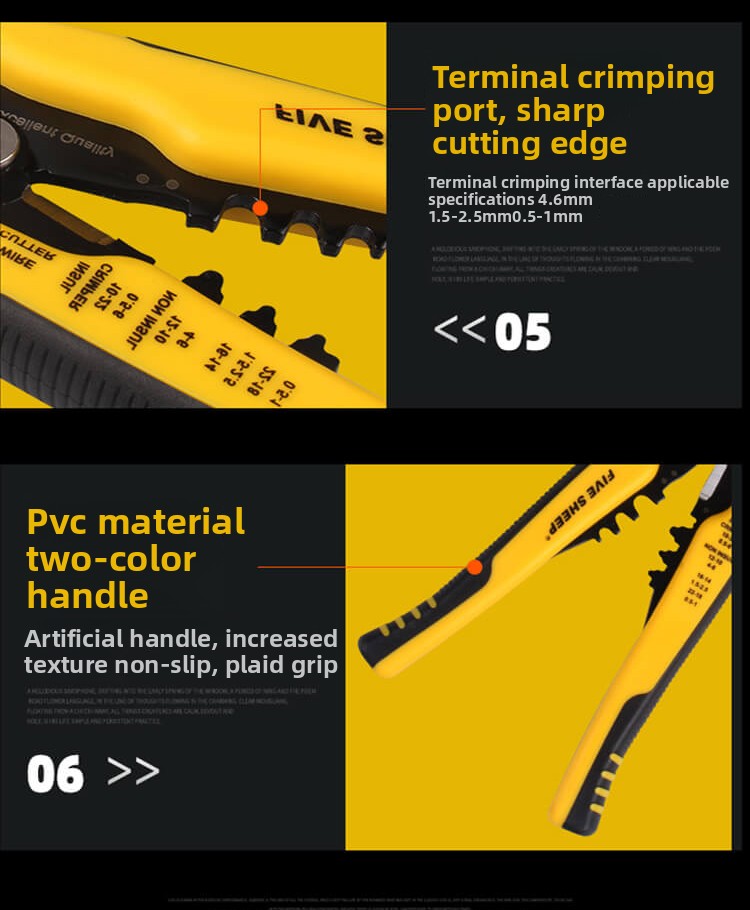 Multifunctional DIY Carbon Steel Wire Stripper Metric Durable ESD-Safe Soft Grip Handle Electrical Wiring Automotive Repair