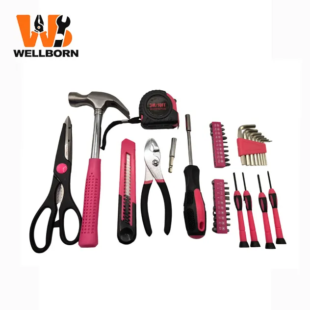 39PCS Pink Household Hand Tool Set Multi-Function Ladies DIY Repair Tool
