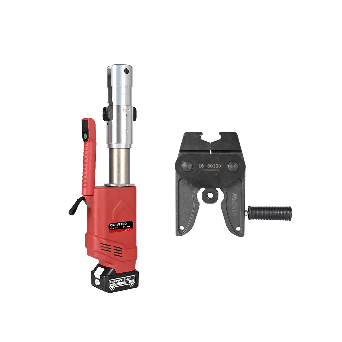 Cl15100 LED Rechargeable Electric Press-Changeable Hydraulic Clamp Copper Carbon Steel Pipe Battery Powered Brushless Variable-Pressure Cordless Crimping Tool