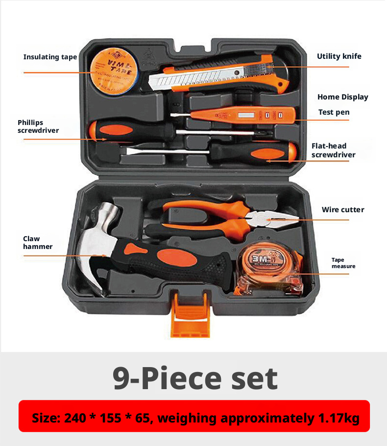82pcsHome Hand Tool Set Household Woodworking Combination Toolbox Auto Repair Kits Electric Tool Box Gift Toolkit Manual