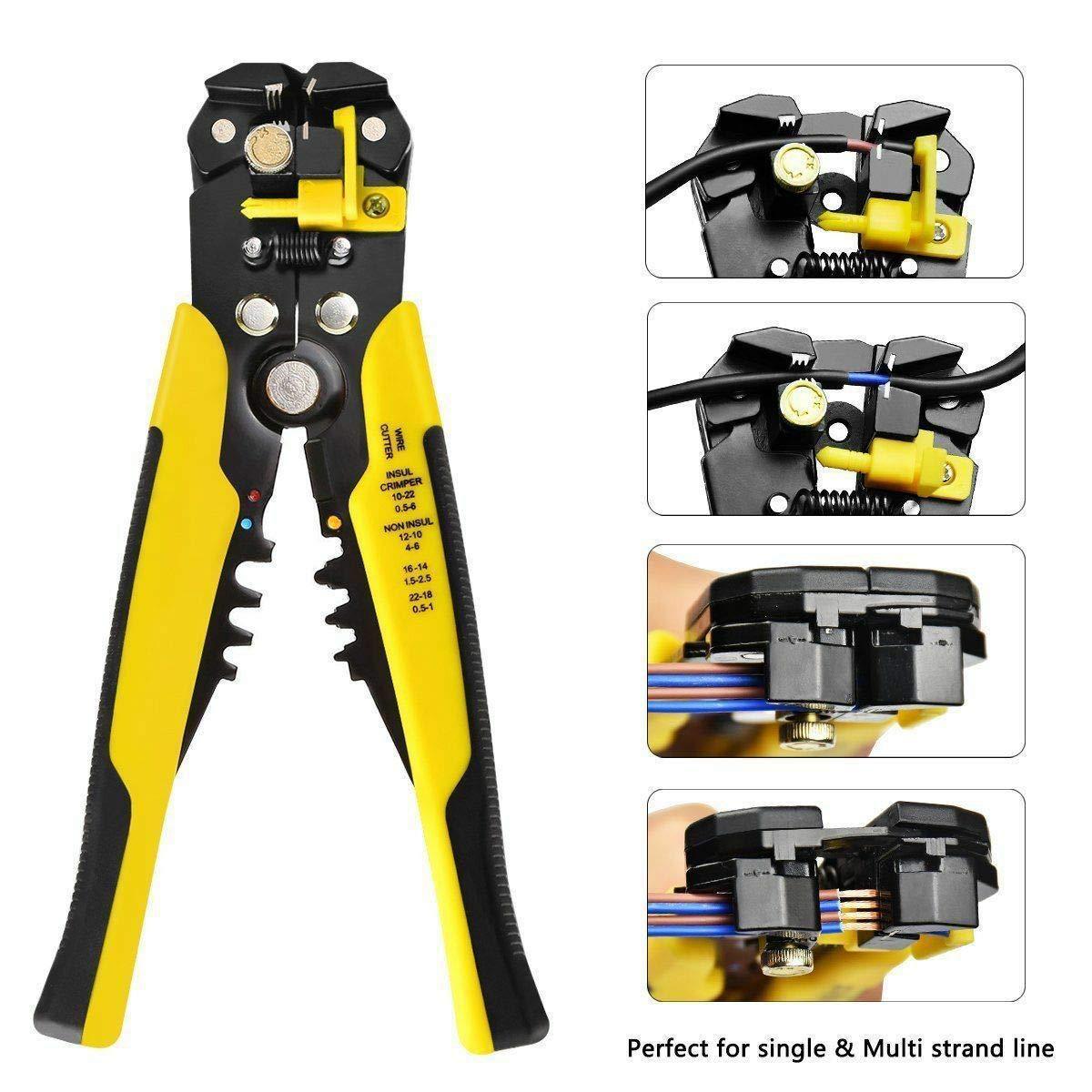 Professional Geruide Automatic Wire Stripper Crimper Electrician Tool 10-24AWG Wires Heavy Duty DIY Cable Cutter for Home Repair