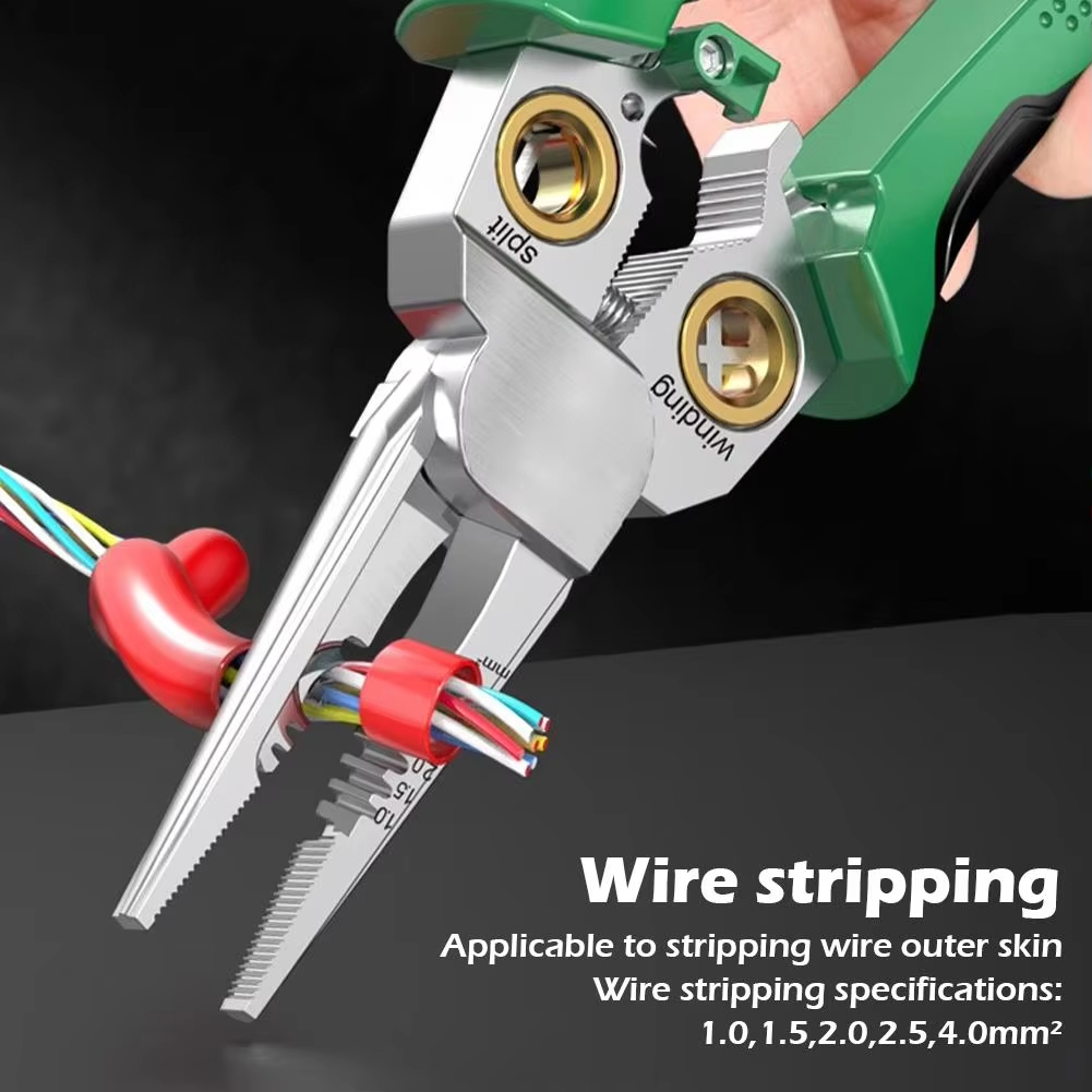 Multi-function Tool 8/7 in 1 Wire Stripping Pliers Electrician Cable Cutter Stripper Cutting Splitting Winding Repair Tools