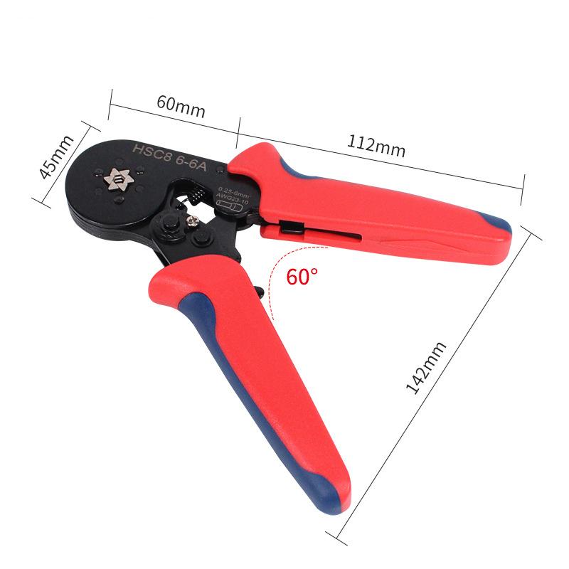 Ferrule Crimping Tools HSC8 6-6A Self-Adjusting Hexagonal Wire Crimper Pliers for 0.25-6mm2(AWG23-10) Electrical Circuit Repair