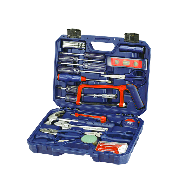 18 Pcs Saw Pliers Home Repair Hand Tool Set Box Carpenter Tools Kit Set Woodworking Machines with Tape Measure Wrench