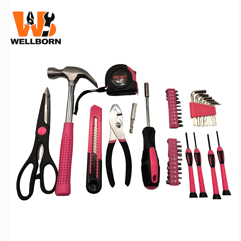 39PCS Pink Household Hand Tool Set Multi-Function Ladies DIY Repair Tool