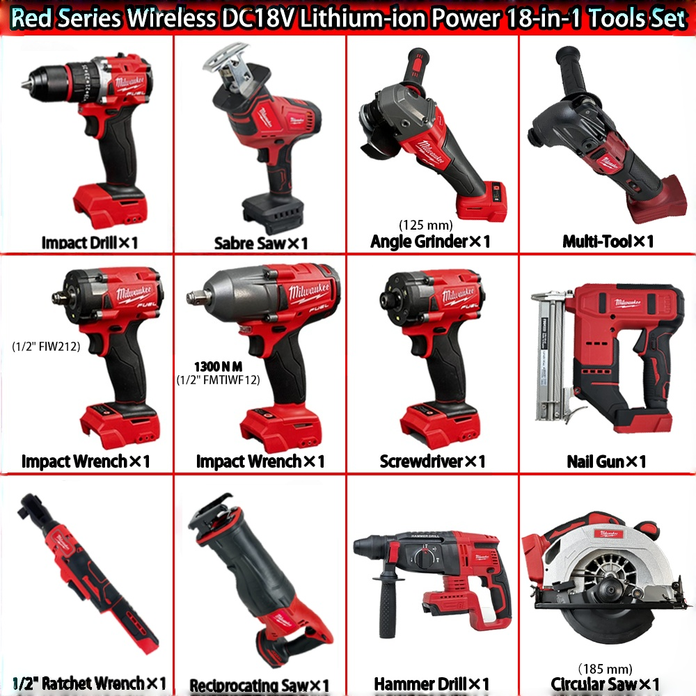 Factory Direct Sales, 19-in-1 Portable Power Tool Set with LED Light, Suitable for Auto Repair, Construction and Woodworking.