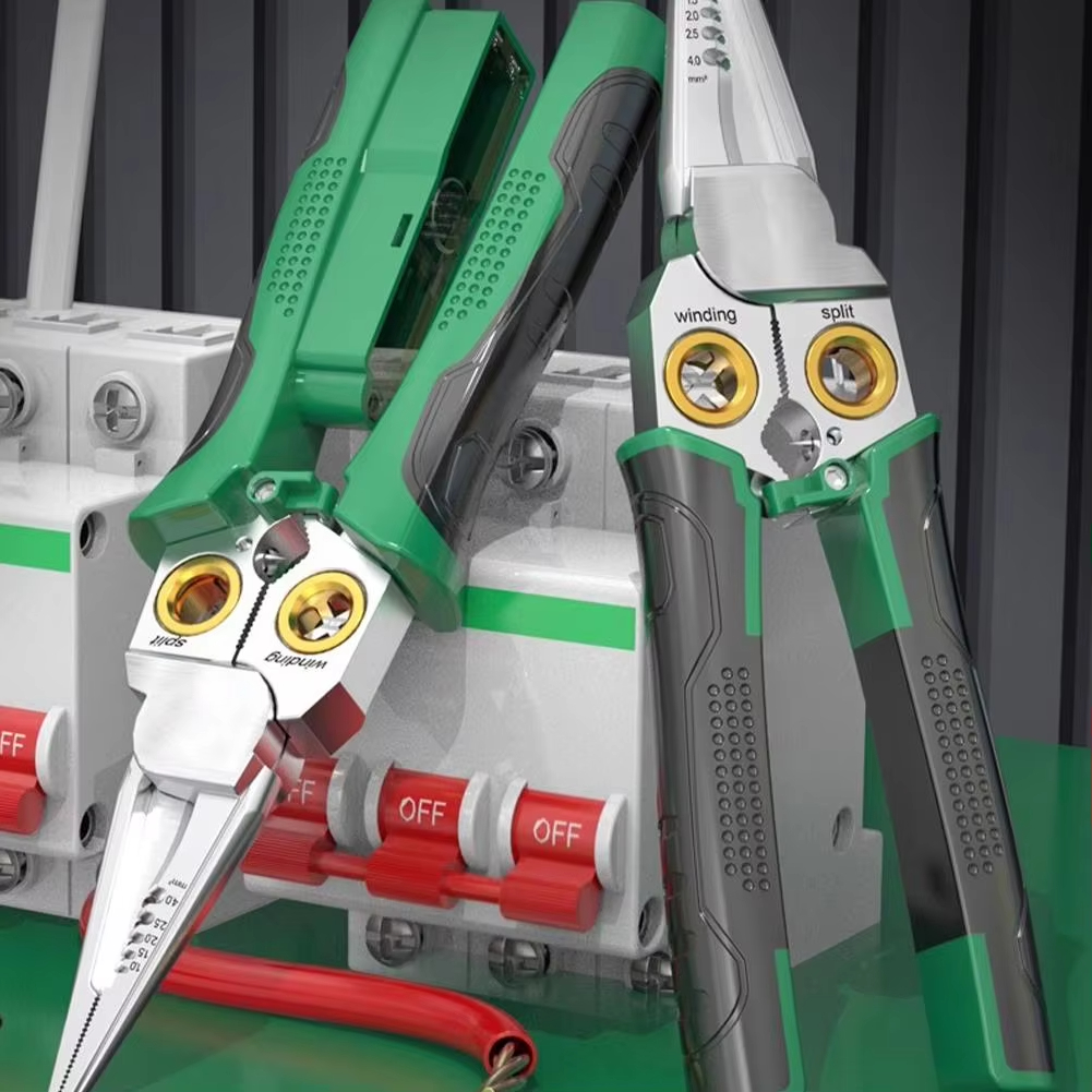Multi-function Tool 8/7 in 1 Wire Stripping Pliers Electrician Cable Cutter Stripper Cutting Splitting Winding Repair Tools
