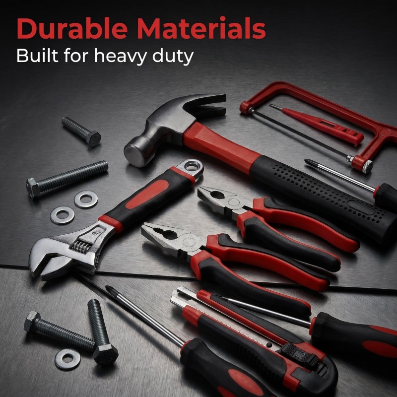 108 Piece Complete Hardware Tool Box Set for Household Improvement and Small General Repair