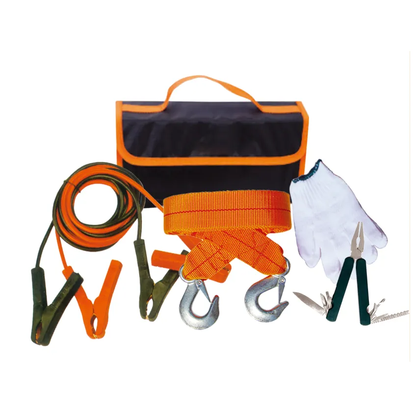 All in One Pack Car Emergency Tool Kit Including First Aid Kit, Tire Repair Kit