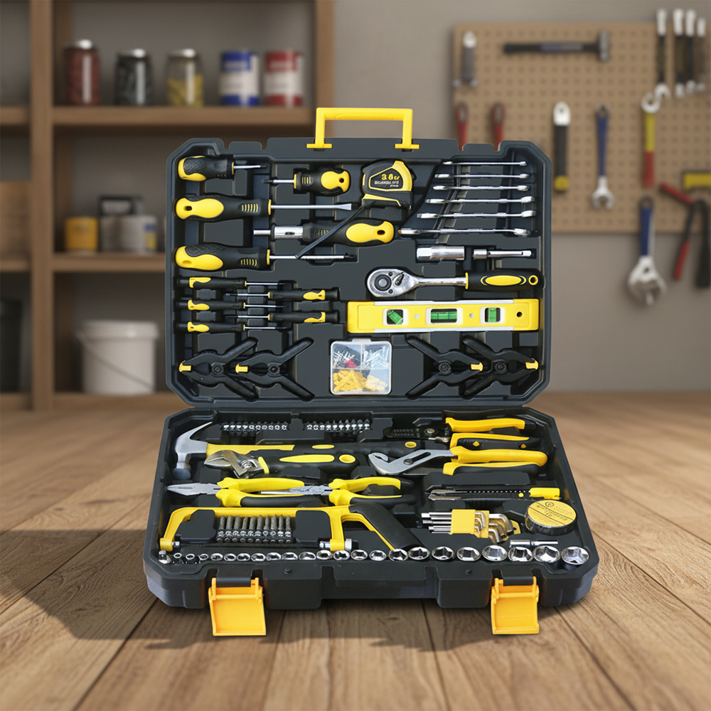 Multifunctional 198PCS DIY Carpentry &amp; Auto Repair Tool Set Hand Operated Carbon Steel Tool Kit