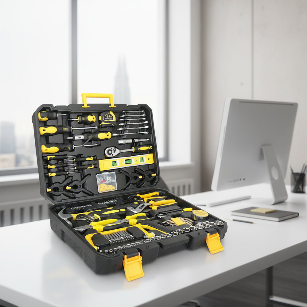 Multifunctional 198PCS DIY Carpentry &amp; Auto Repair Tool Set Hand Operated Carbon Steel Tool Kit