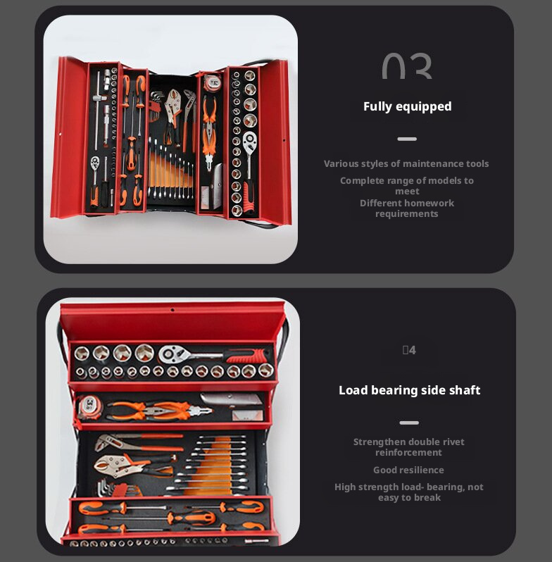 Home Car Repair 85pcs Gloves Safety Home Car Toolbox Wrench Socket Set Mechanical Metal Box Glove Toolbox