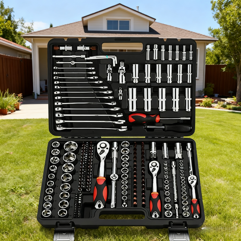 151PCS All-in-One Manual Tool Kit-Heavy Duty Stainless Steel Hand Tools Set Hard Case for DIY Repair Home Improvement Outdoor