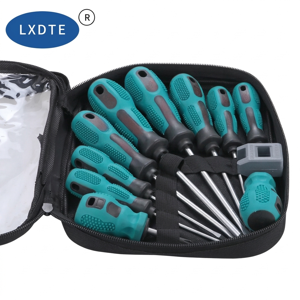 LXD 10Pcs Professional Screwdriver Set Phillips &amp; Flathead Chrome Vanadium Steel Magnetic Tip Home Repair Furniture Assembly Kit