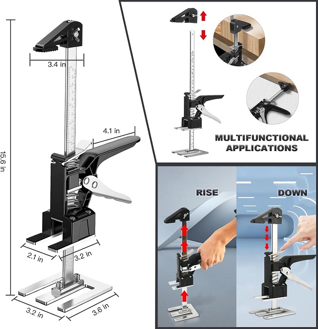 2 Pack 15.6 Inch Multi-Function Height Adjustment for Installing Windows and Doors Woodworking Tools Furniture Lifter Tool