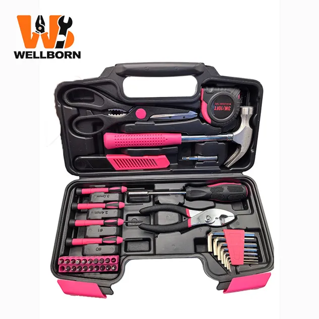 39PCS Pink Household Hand Tool Set Multi-Function Ladies DIY Repair Tool