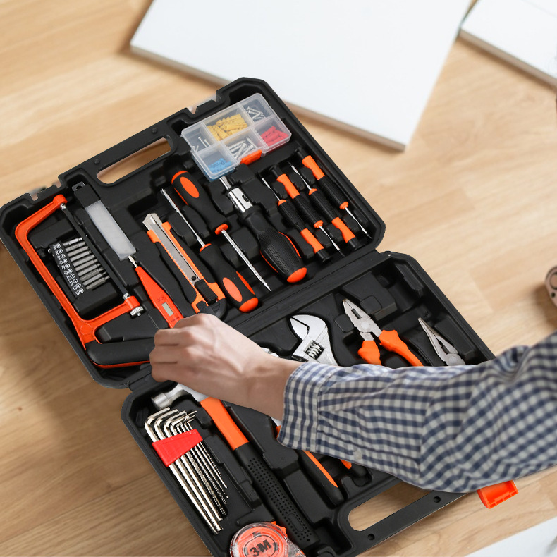 82pcsHome Hand Tool Set Household Woodworking Combination Toolbox Auto Repair Kits Electric Tool Box Gift Toolkit Manual