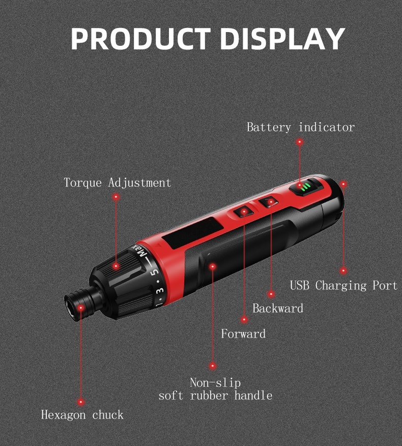 3.6V Cordless Electric Screwdriver Set - Lithium-Ion, USB Rechargeable, Multi-Color for Home DIY, Electronics Repair