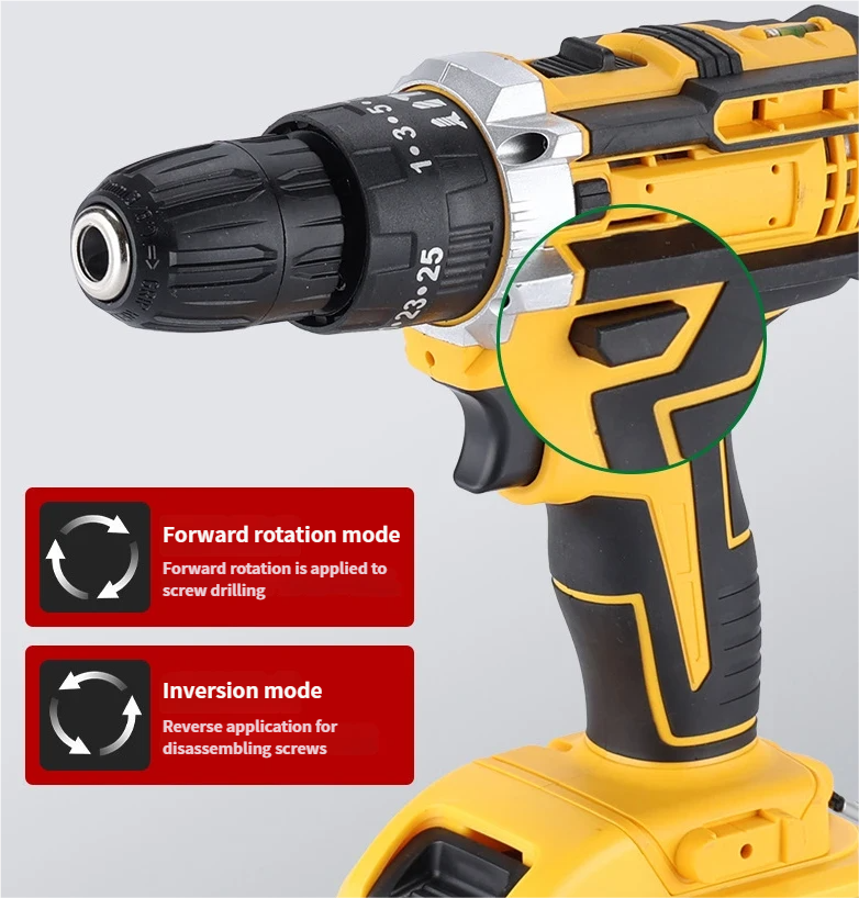 Portable Cordless Electric Drill Set Multi-Tools Power Screw Drivers &amp; Drill Machines Variable Speed Impact Drill Kits DIY