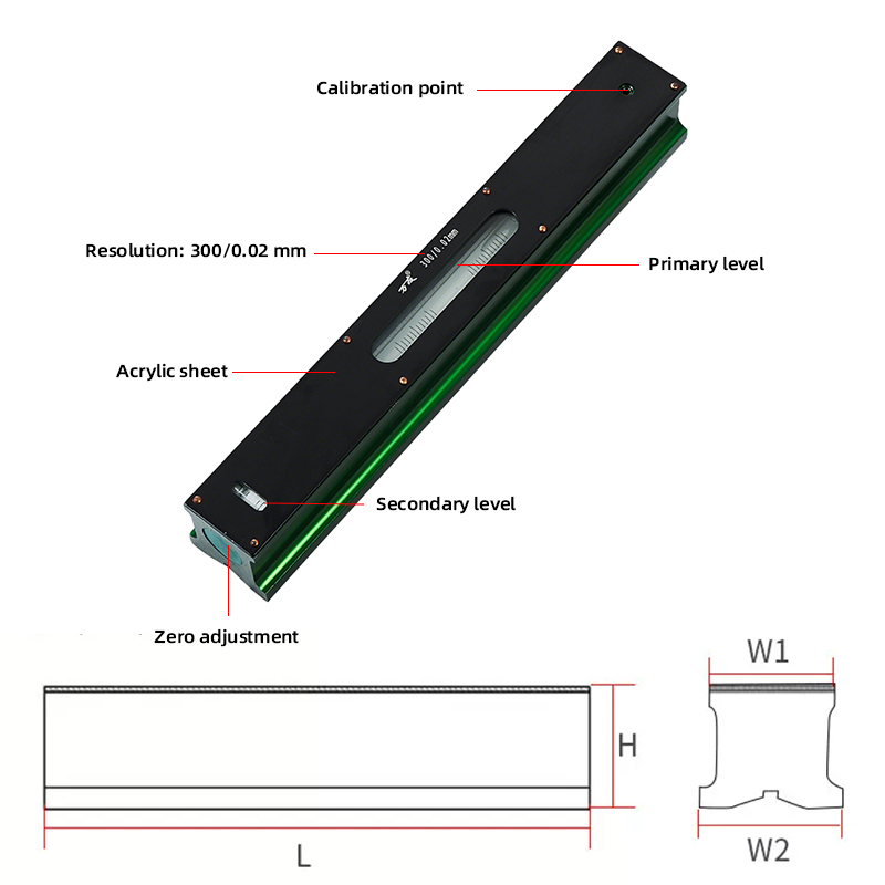 300/0.02 Mm Meter Master Precision Horizontal Bar Level Measuring Tool Spirit Level