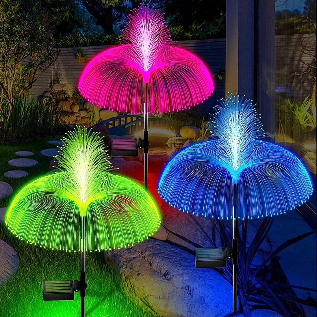 Solar Outdoor Lights Waterproof 7-Color Changing Garden Patio Pathway LED Lamp Ci24859
