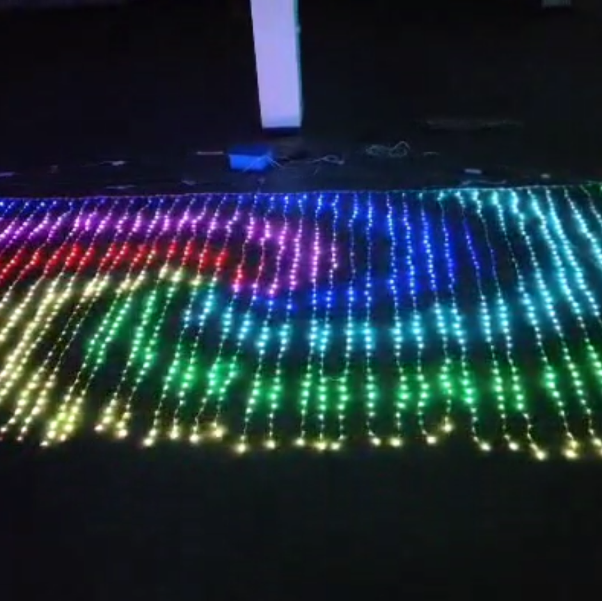 IP65 Waterproof Outdoor Event Wedding Decoration DMX 512 Full Color Programmable Smart Pixels RGB Outdoor Decorative Curtain LED Christmas Light