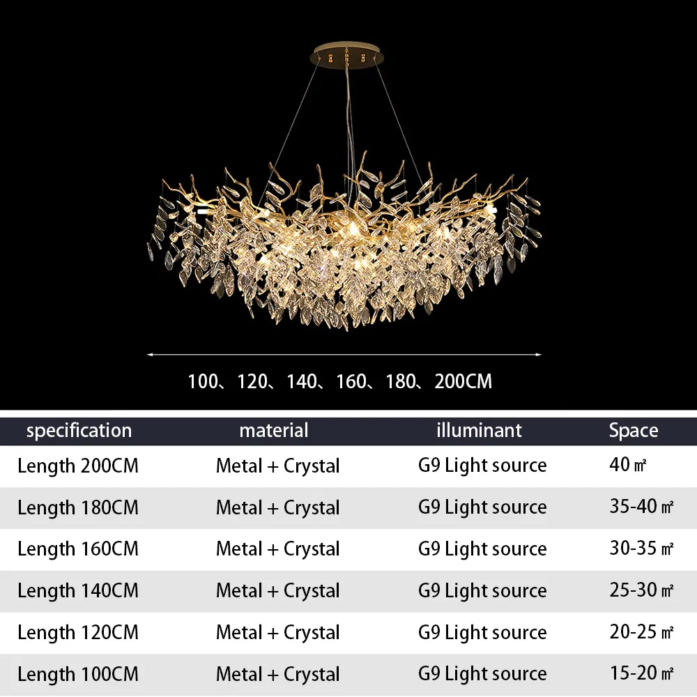 Custom Crystal Chandelier Raindrop Luxury Crystal Pendant Light Tree Branch Chandelier Lighting