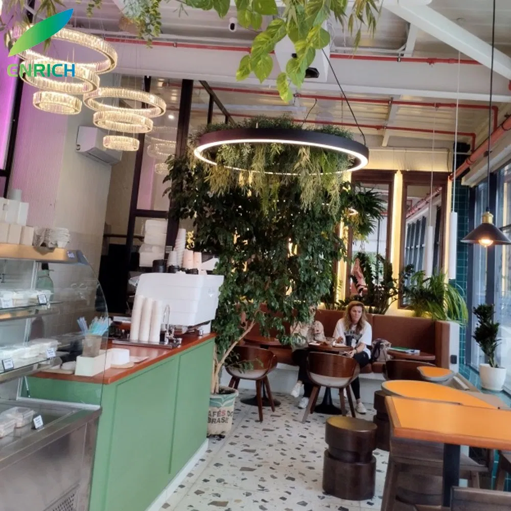 Modern Green Plants Round Circle LED Pendant Linear Light