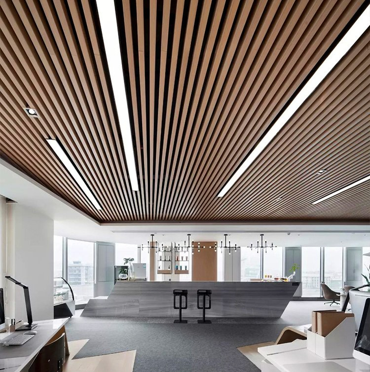 Economic Box Section Chandelier Suspended Pendant Overhead Aluminum Profile Strip Line LED Linear Light for Office Hall Reception Lobby