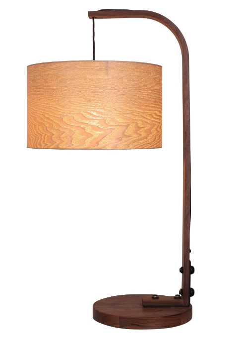 Hotel Home Solid Wood Desk Table Lamp with Veneer Shade