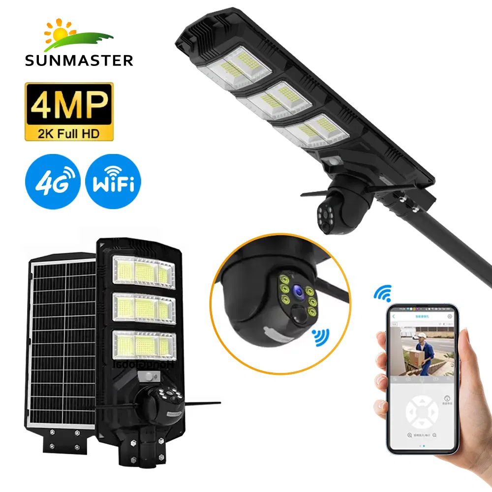 Solar Camera Street Light Lampara Solar De with CCTV WiFi Camera 4G
