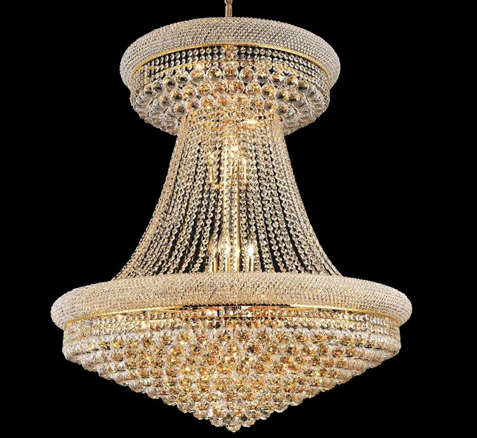 Dining Size Living Room Suspension Luster LED Luxury French Empire Gold Crystal Chandelier Lighting Modern Crystal Pendant Hanging Light