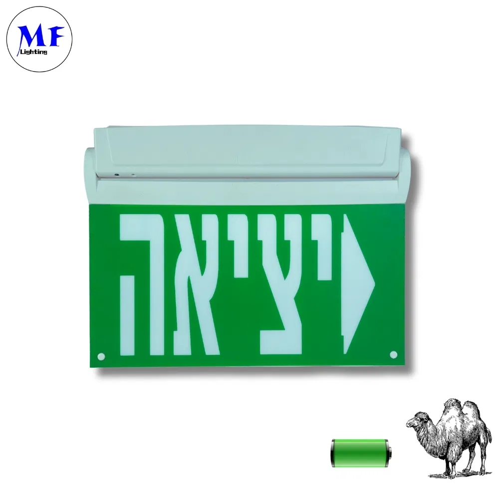 Factory Price Customized Logo Wall / Ceiling / Hanging Mount 3 Hours IP65 LED Rechargeable Acrylic ABS Fire Safety Emergency Exit Light Warning Emergency Light