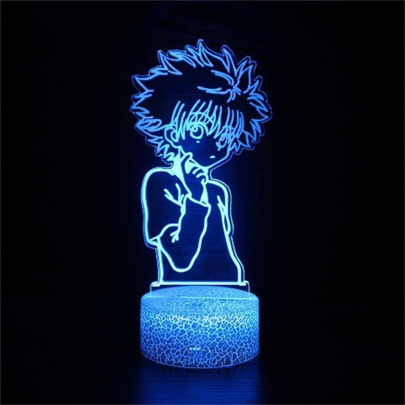 Anime Silhouettes of Killua Figure Light From Hunter X Hunter Otaku Sensor Manga Fans Room Table Lamp