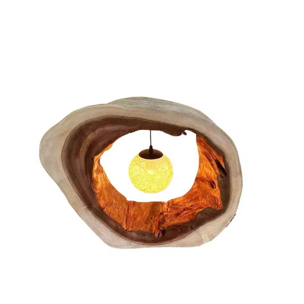Creative Tree Hole Unique Wooden Table Lamp Desk Lamp Light for Home Restaurant Bar