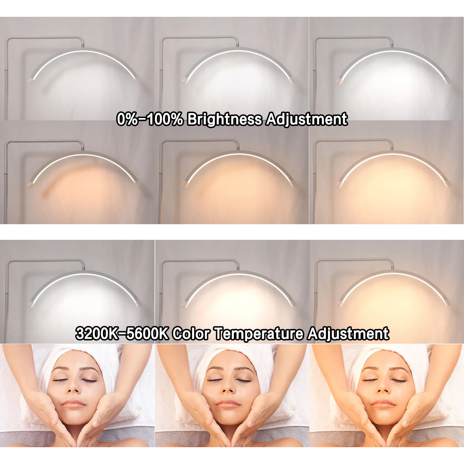 Professional Half Moon Light Floor Lamp Lashes Lamp for Beauty SPA