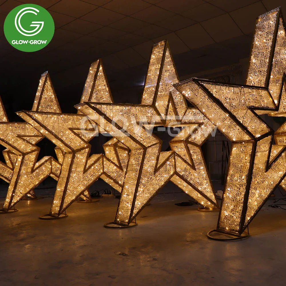 Outdoor 3D Star Christmas Decorative Fairy LED Motif Light for Courtyards Shopping Malls Street Decoration