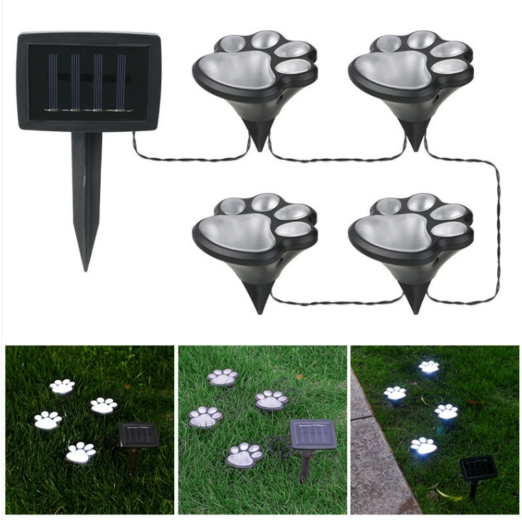 Factory Directly LED Paw Print Solar Pathway Lights Outdoor Waterproof Garden