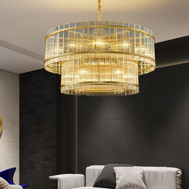 Nordic Modern K9 Crystal Chandelier Living Room Light LED Gold Chandelier