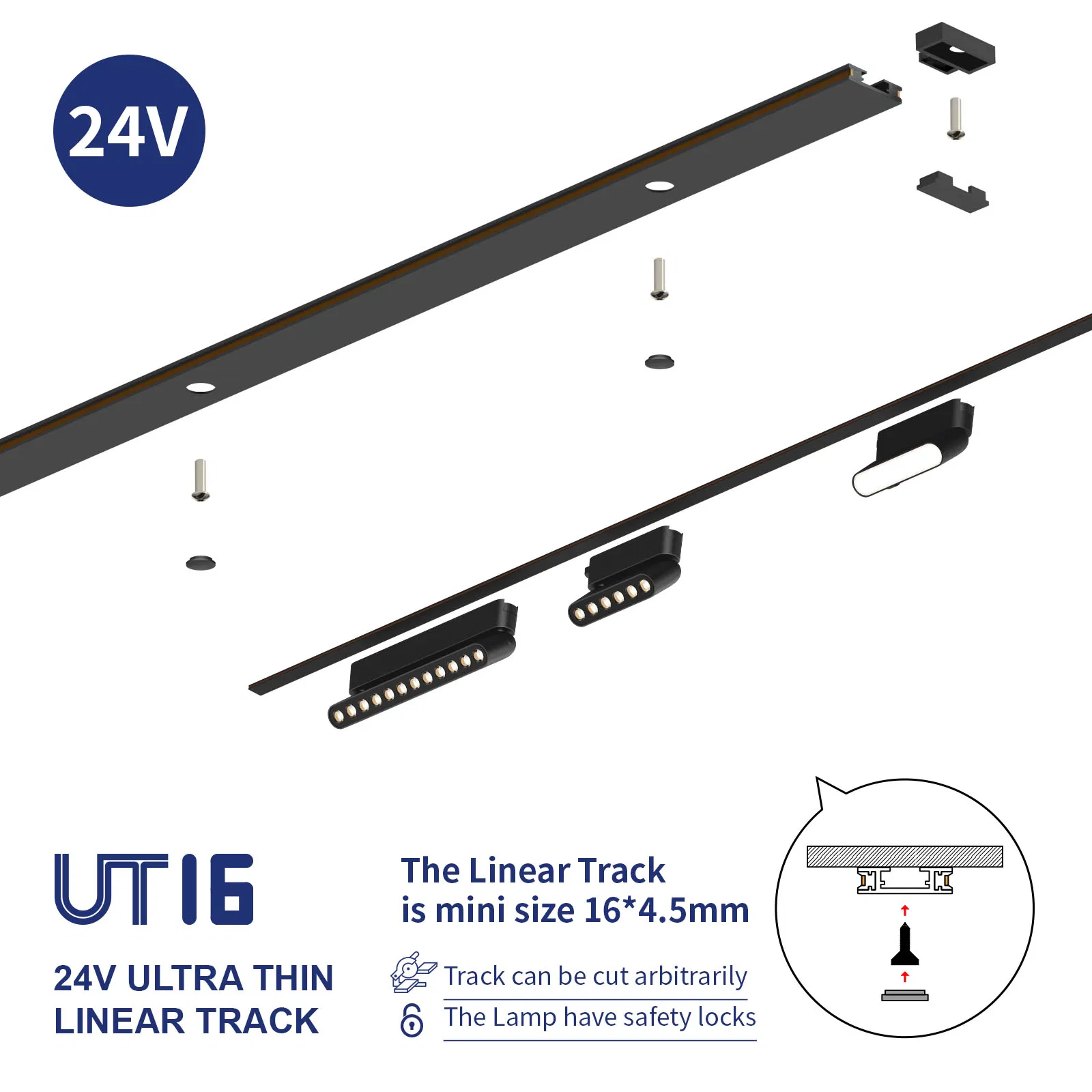 Indoor Household Safety Voltage 24V LED Track Light System Lighting