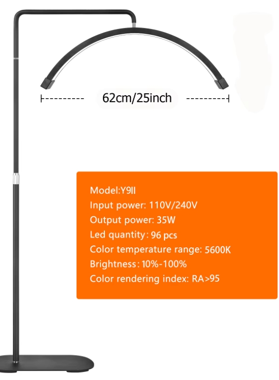 Professional Half Moon Light Floor Lamp Lashes Lamp for Beauty SPA
