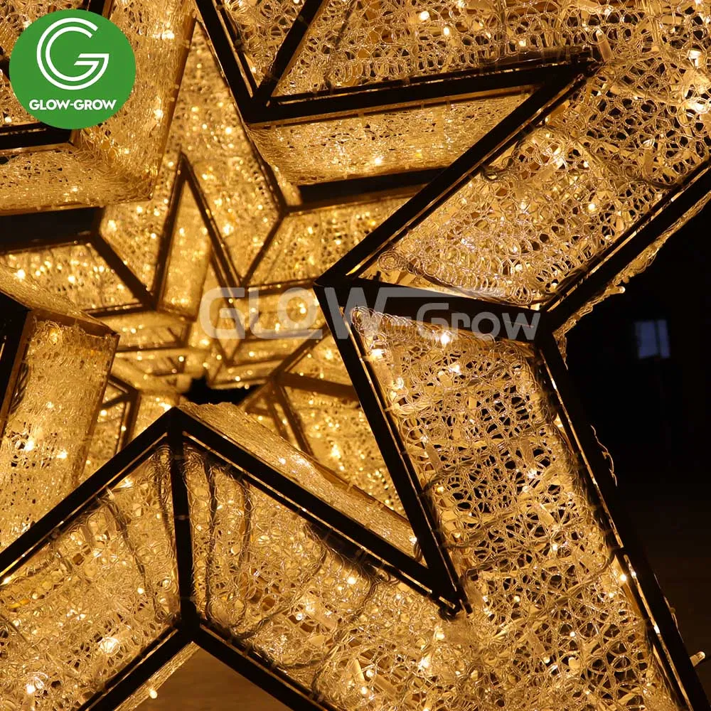 Outdoor 3D Star Christmas Decorative Fairy LED Motif Light for Courtyards Shopping Malls Street Decoration