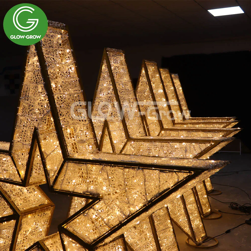 Outdoor 3D Star Christmas Decorative Fairy LED Motif Light for Courtyards Shopping Malls Street Decoration