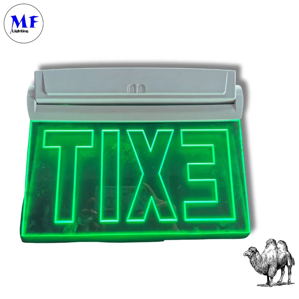 Factory Price Customized Logo Wall / Ceiling / Hanging Mount 3 Hours IP65 LED Rechargeable Acrylic ABS Fire Safety Emergency Exit Light Warning Emergency Light